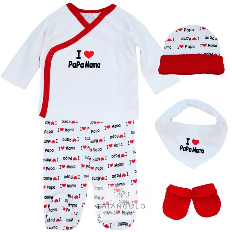 Tienda online del Triangulo de la Moda Set de bebe estampado i love papa mama rojo